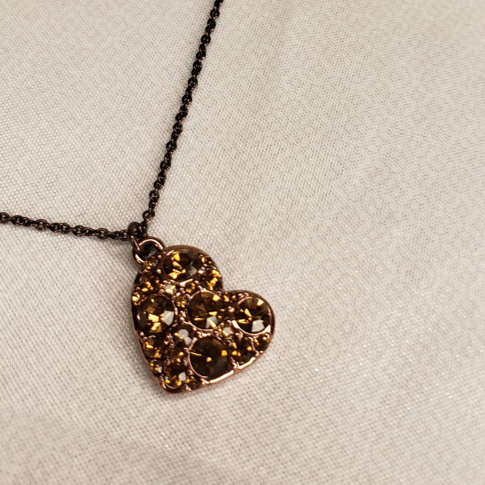 Brown Jeweled Heart Necklace